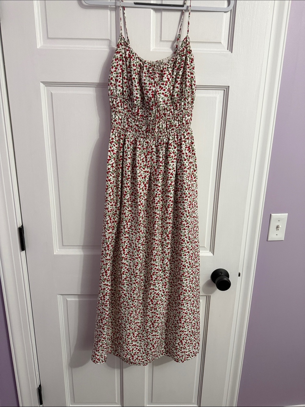 Abercrombie & Fitch Cream Maxi Dress with Red Floral Print - Picture 5 of 7